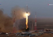 US-Russian crew of 3 blasts off to the International Space Station in a Russian Soyuz spacecraft