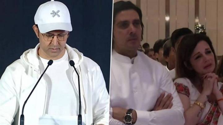 Bollywood Hrithik Roshan Pays Moving Tribute to Zarine Khan at Her Prayer Meet, Sussanne Khan Breaks Down While Remembering Her Mother (Watch Video)