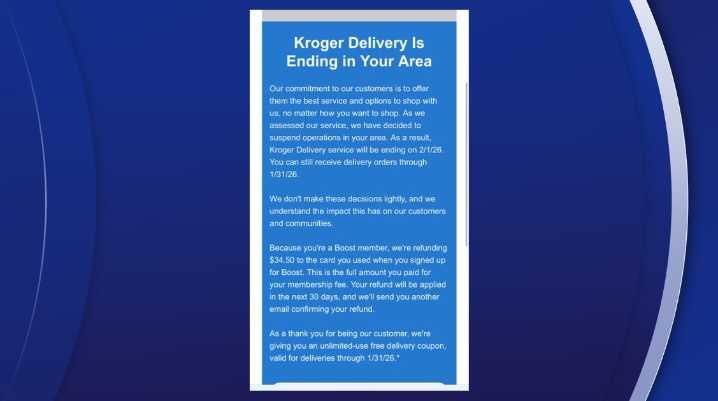 Kroger service delivery ending in the Tampa Bay area, closing fulfillment center