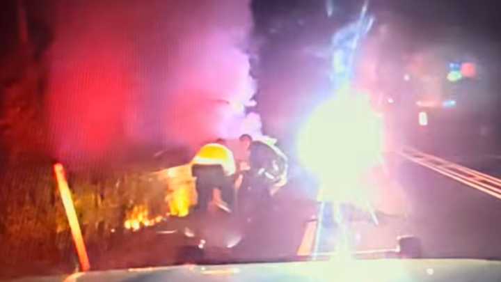 Video: N.J. officers pull driver from vehicle moments before it bursts into flames