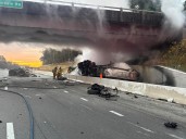 Tractor-trailer catches fire in crash on I-95 in Chesterfield County