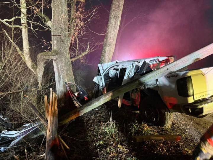 One transported after pickup truck collided with tree in Somerset County