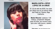 Se busca a María Sofía López López de 24 años de edad