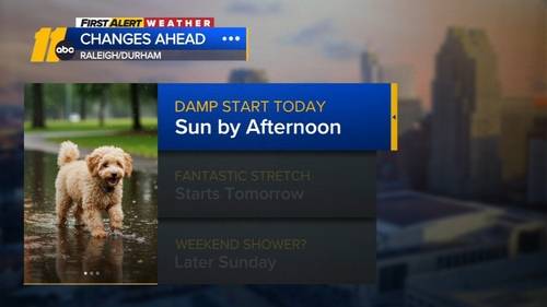 A wet start, clearing by afternoon