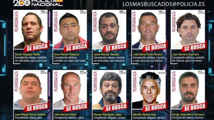 Estas son las caras de los diez delincuentes más buscados en España