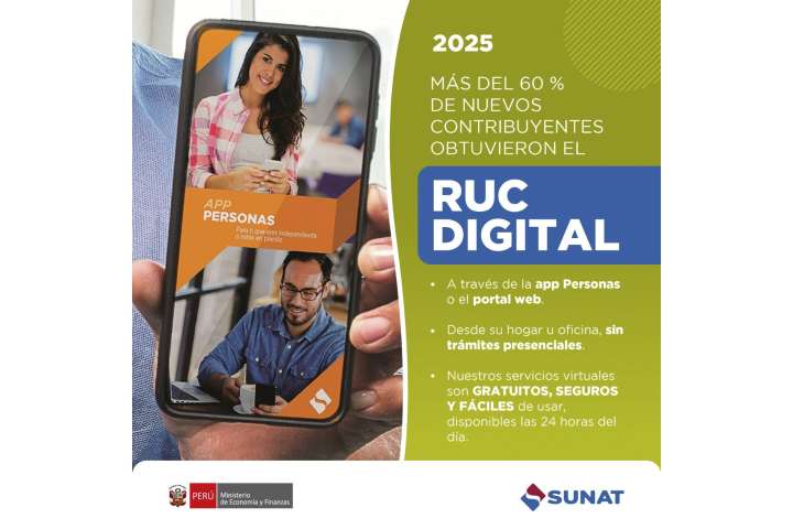 Sunat: más del 60% de nuevos contribuyentes obtuvieron su RUC de manera virtual
