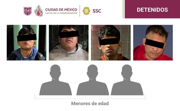 Caen siete integrantes de la Unión Tepito por extorsión y despojo en Iztacalco y GAM; tres son menores de edad