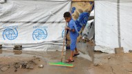 Shelters for displaced Palestinians in Gaza flooded by heavy rain