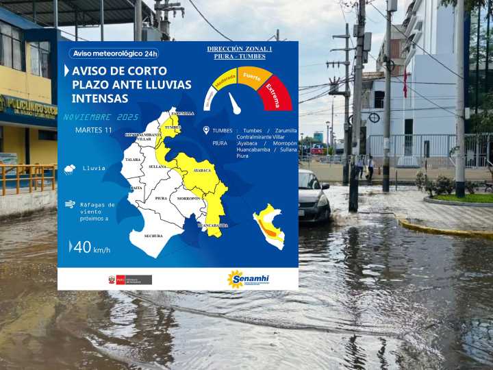 El Senamhi prevé lluvias de ligera a moderada intensidad en Piura