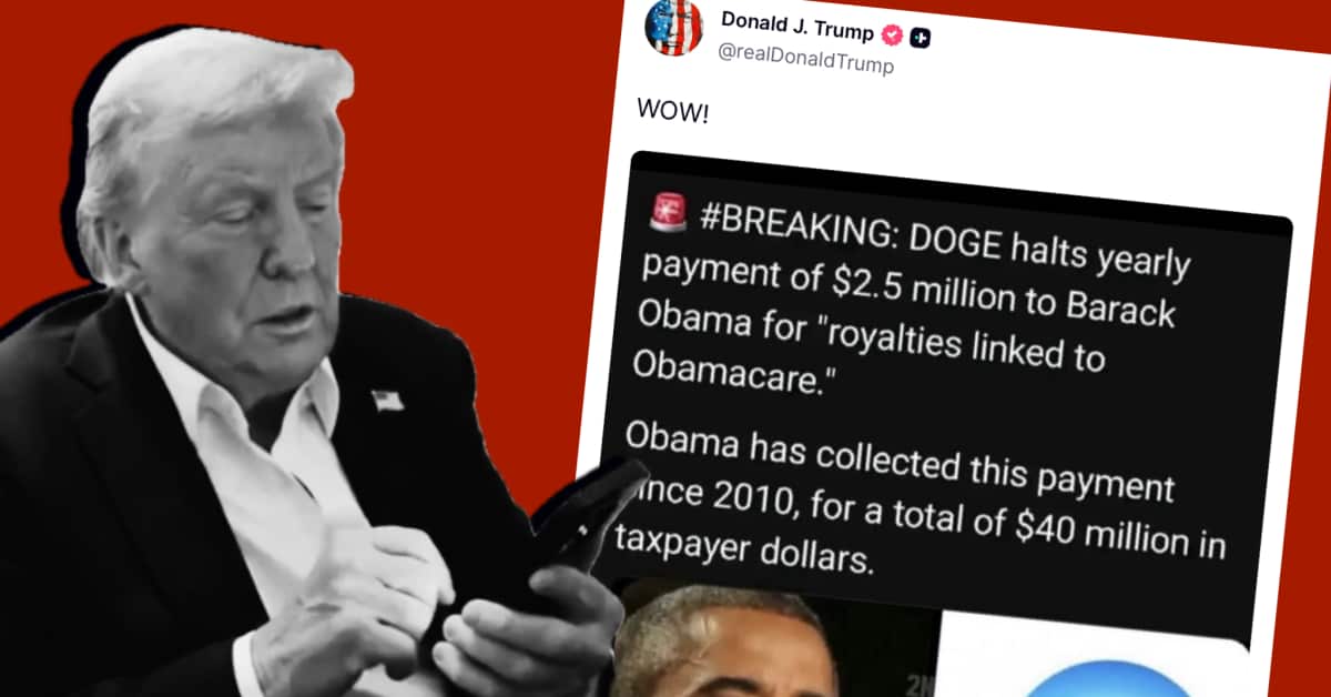 “WOW”: Trump Falls for Satire About Obama Getting Obamacare Royalty Payments