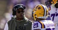 Interim coach Frank Wilson had an emotional moment after leading LSU to a win over Arkansas