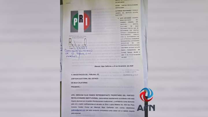 PRI BC impugnó financiamiento otorgado al PES