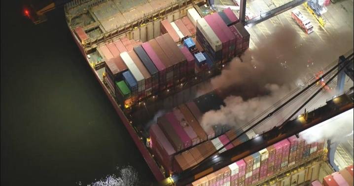 Cargo ship and containers catch on fire at Port of Los Angeles