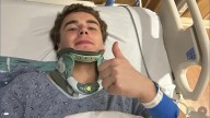 Hockey player who suffered serious spine injury gives 'glory to God' ahead of long recovery