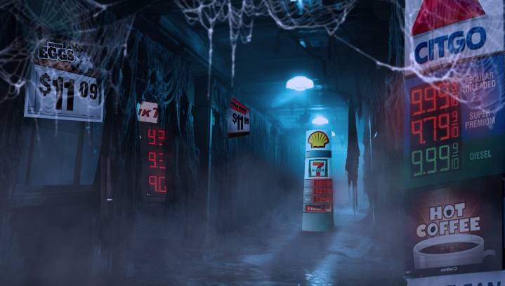 Terrifying Haunted House Just Displays Current Gas And Grocery Prices Along Dark, Creepy Hallways