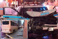 NYPD vehicle plows into bus in NYC, leaving 2 injured