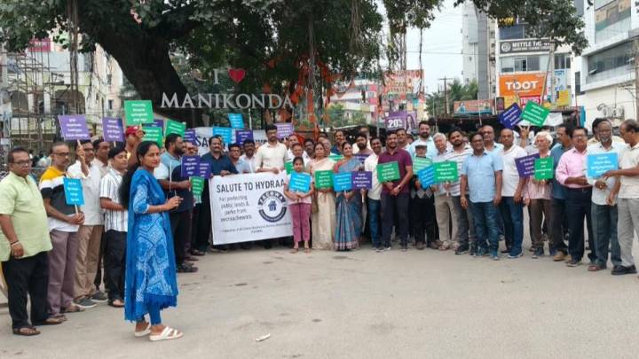 Residents held a rally in support of HYDRAA in Manikonda