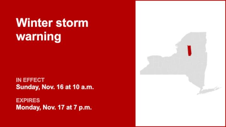 Northern Herkimer under a winter storm warning until Monday evening