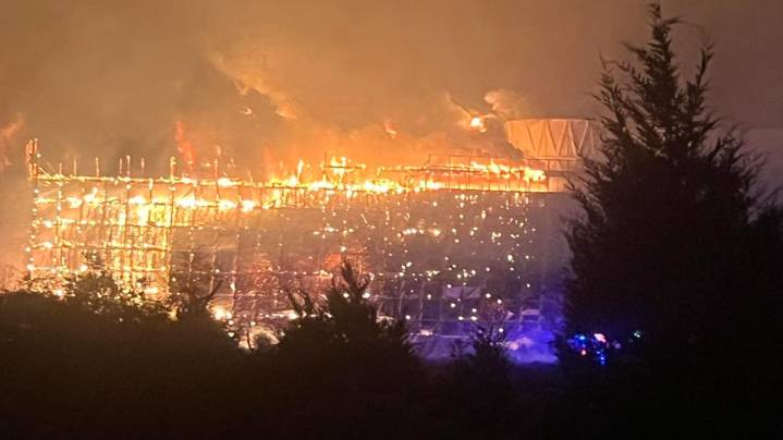 Massive fire breaks out at power plant along Highway 146 in Bacliff area