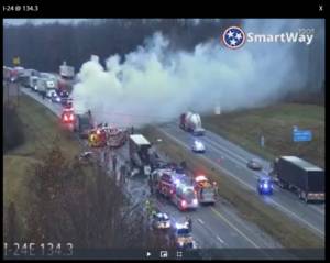 Shutdown on I-24E due to vehicle fire
