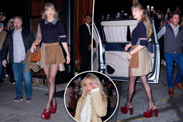 Taylor Swift rocks Gucci heels for girls' night with Sabrina Carpenter
