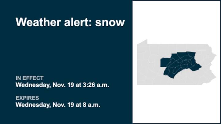 Prepare for snow in Central Pa. until Wednesday morning