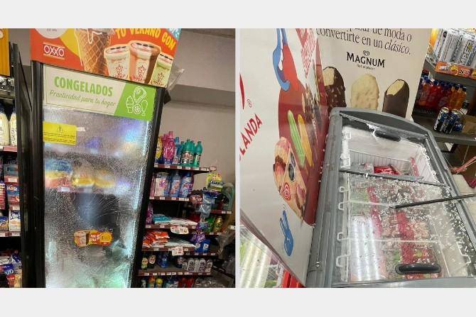 Hacha en mano, causó destrozos dentro de un OXXO