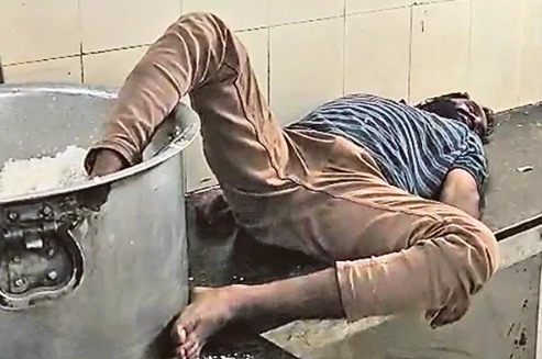 Watchman Caught Sleeping With Foot in Rice at Sangareddy Hostel