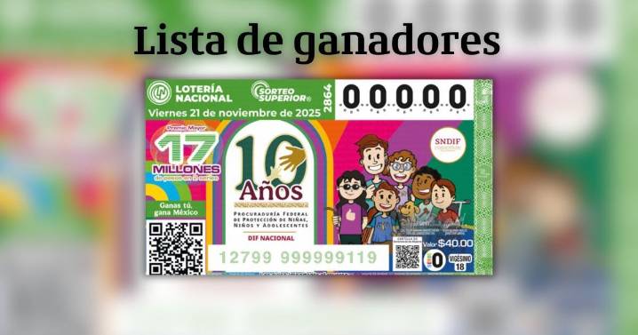 Lotería Nacional: Resultados del Sorteo Superior 2864 del 21 de noviembre de 2025