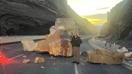 Large boulder removed from roadway after falling on I