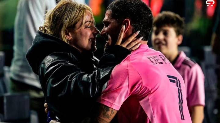 Video: el apasionado beso de Rodrigo De Paul a Tini Stoessel tras la victoria del Inter Miami