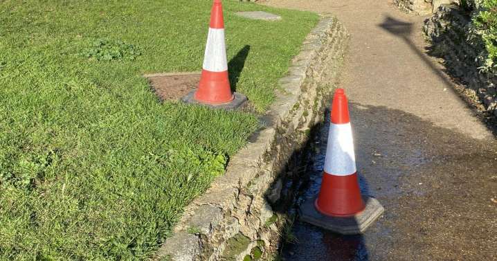 Foul water leaking from sewer in Felixstowe's Spa Gardens