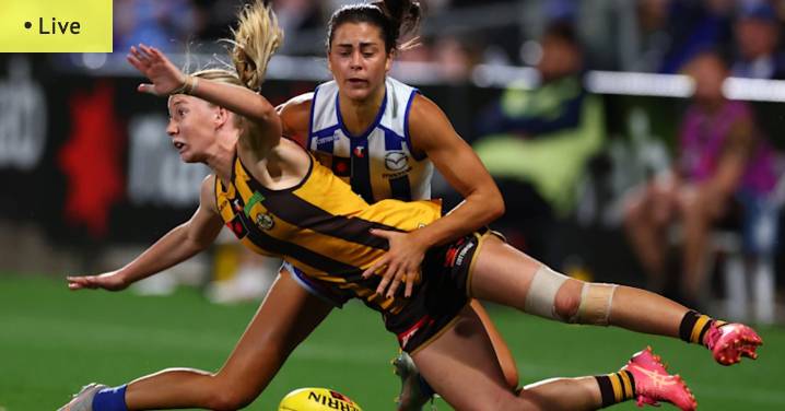 North Melbourne Kangaroos vs Hawthorn Hawks LIVE: Follow AFLW finals week 1 qualifying final scores, results, odds, squads and start time from Ikon Park in Carlton