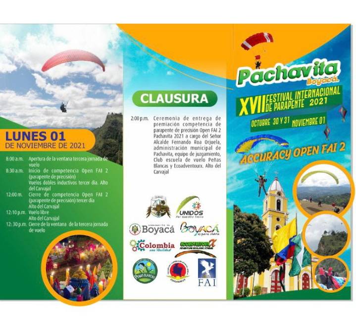 Turistas de varios países visitarán Pachavita para participar en el Festival Internacional de Parapente