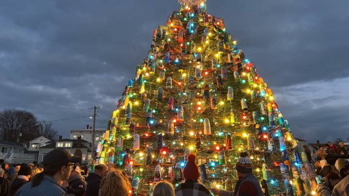 Fifth annual Stonington lobster trap tree lighting