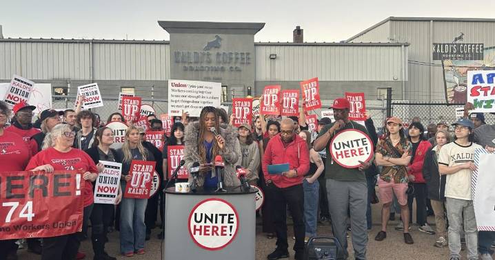 Kaldi's workers rally at coffee chain's headquarters