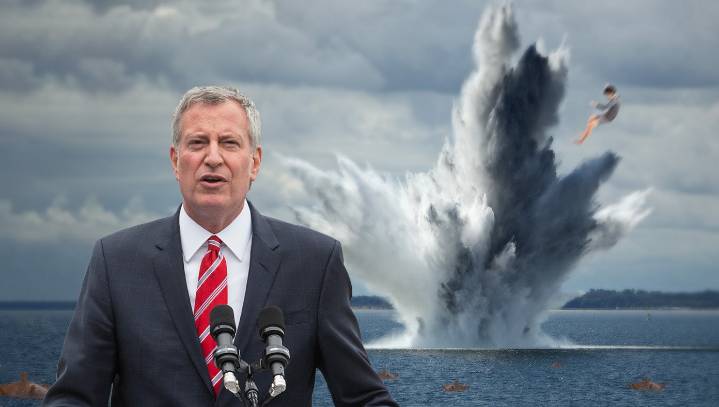 Mayor De Blasio Lays Naval Minefield To Deter Swimmers