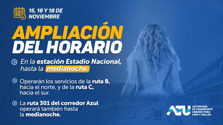 Extienden el horario del Metropolitano y corredor Azul debido al concierto de Shakira