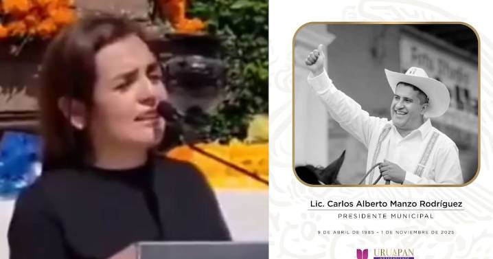 “No estás sola”: Apoyan en funeral a esposa de Carlos Manzo y ella promete continuar su legado político en Uruapan