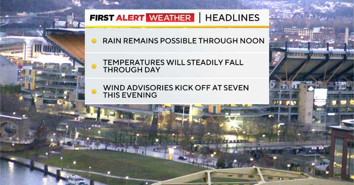 Wind speeds pick up in the Pittsburgh area tonight, lake effect snow possible up north