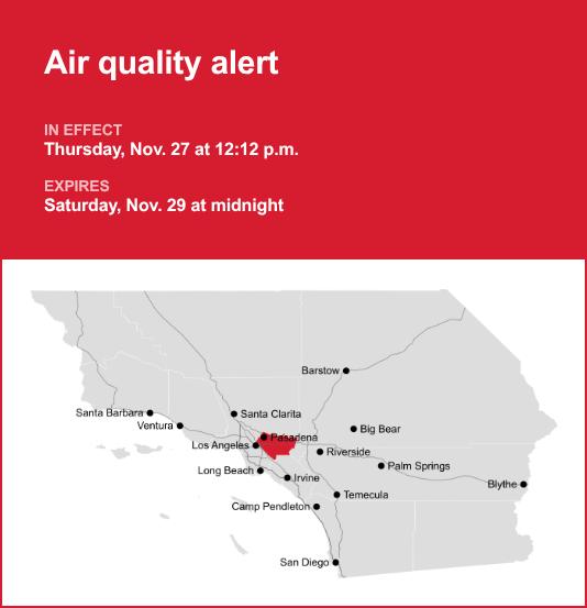 Air quality alert issued for San Gabriel Valley until early Saturday