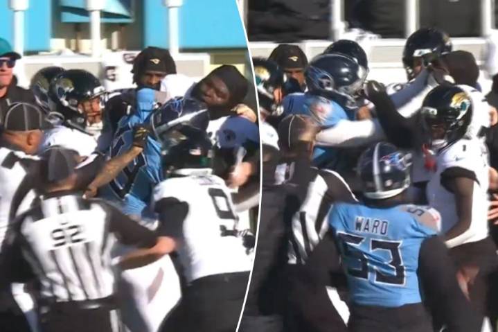Fight breaks out in Titans-Jaguars after hard hit on Trevor Lawrence