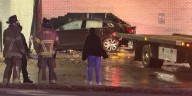 Car plows through DeKalb County gas station, catches on fire