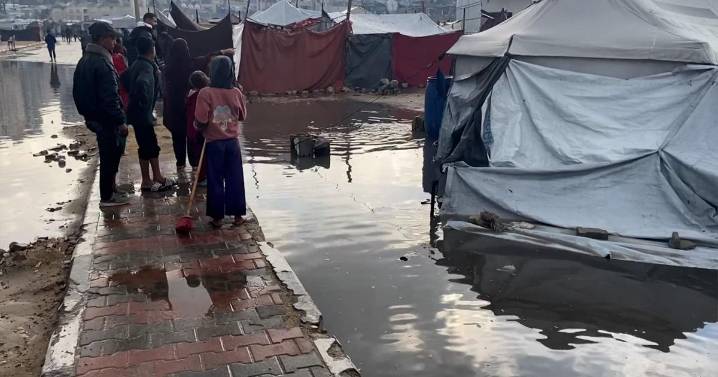 Heavy rainfall floods the camps of displaced Palestinians in Gaza