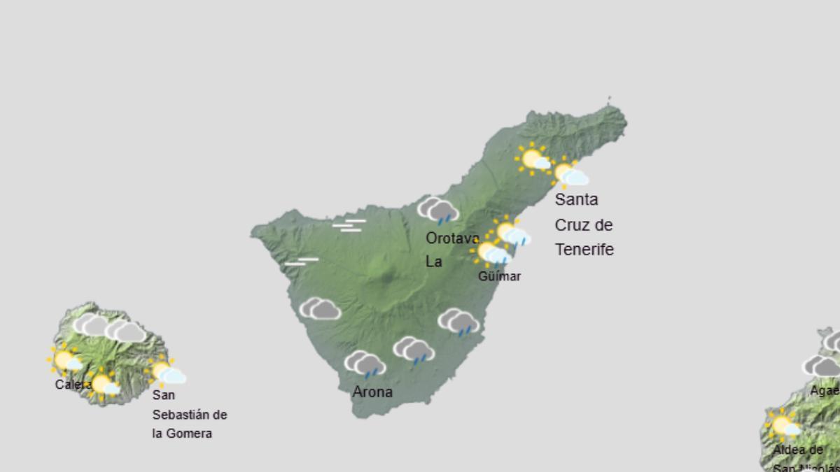 La Aemet avisa: habrá lluvias ocasionales este miércoles en Tenerife