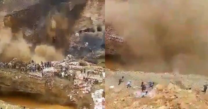 El impactante registro del derrumbe de una mina en la República Democrática del Congo