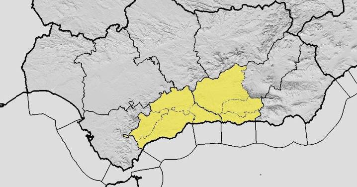 Los 124 municipios de Granada que estarán en aviso amarillo por fuertes lluvias hasta el domingo