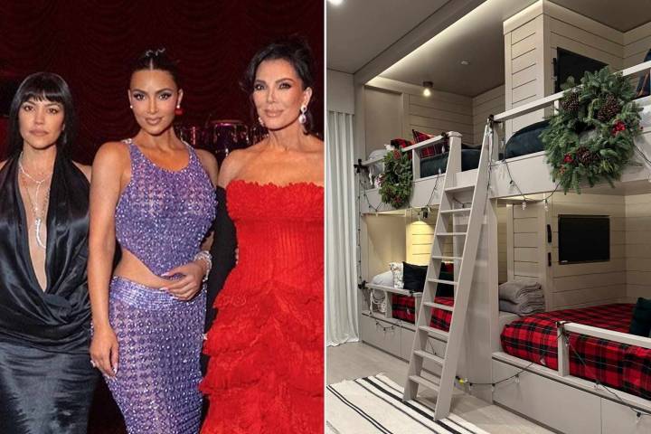 Kim and Kourtney Kardashian Reveal Kris Jenner’s Holiday Bunkbeds