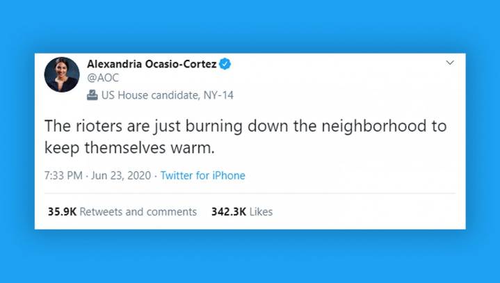 AOC Claims Rioters Are Just Burning Down Neighborhoods To Keep Themselves Warm