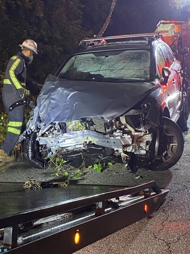 Officer suffers injuries after tree crushes CHP vehicle traveling Highway 17 during storm